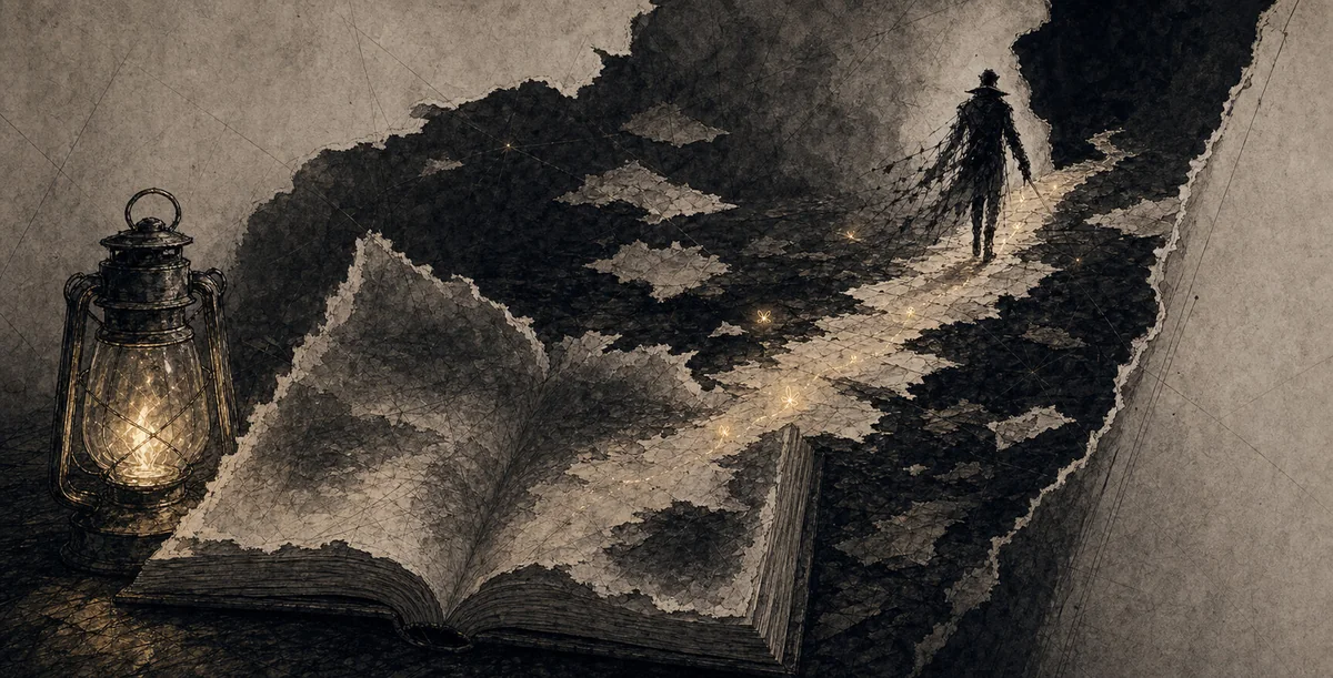 Morrow disappearing from a healing story into darkness.